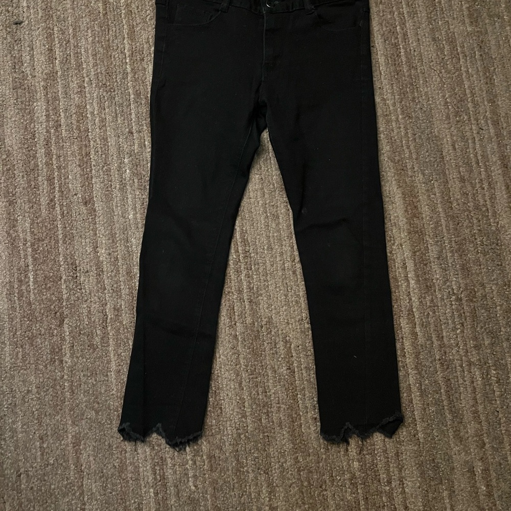 Black Distressed Hem Women's Jeans
